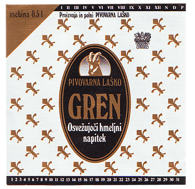 GREN, 1989, refreshing hoppy drink with alcohol under 2%.